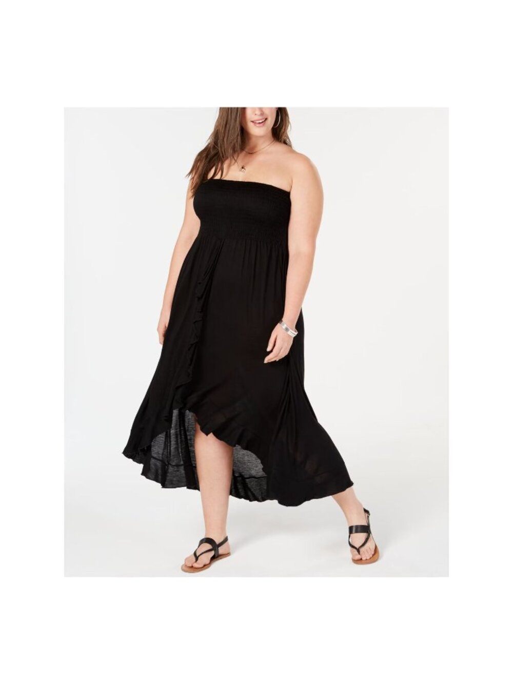 RAVIYA Womens Pull-on Style Smocked Swimsuit Cover Up Black Size 2X NWT